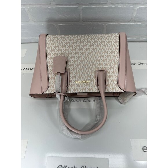 Michael Kors satchel MD purse ipad case kali shoulder bag opticwhite Rose Gold - Picture 11 of 12